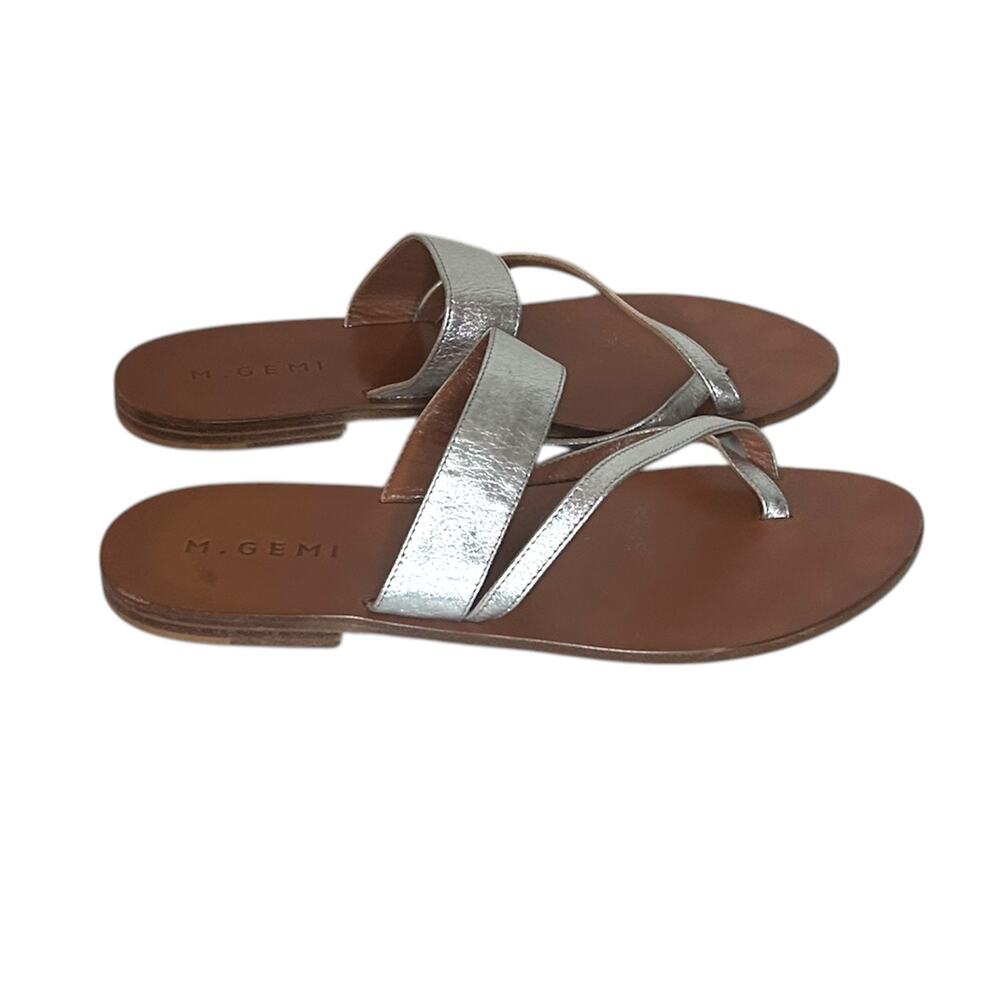 M.Gemi The Medio Silver Metallic Nappa Sandals 39
